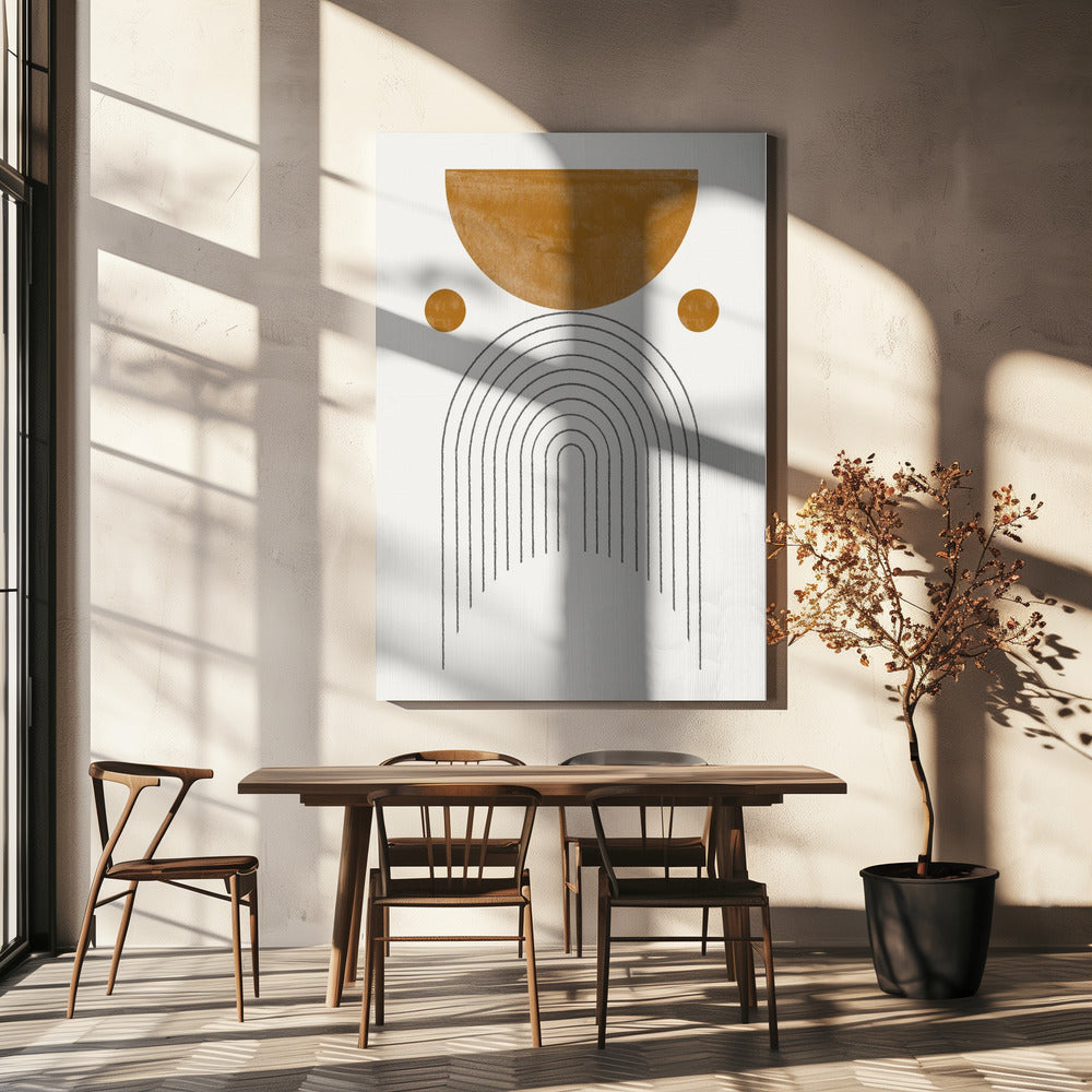 Mid Century Modern / Soft Brown Watercolor Balance Poster och Canvastavla