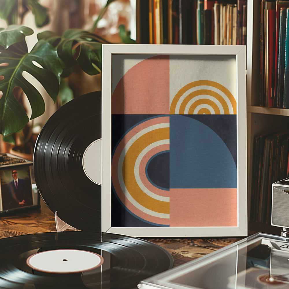Rainbow Plus Shapes  Blue Mustard9 Poster och Canvastavla