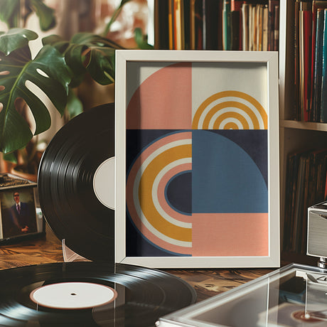 Rainbow Plus Shapes  Blue Mustard9 Poster och Canvastavla
