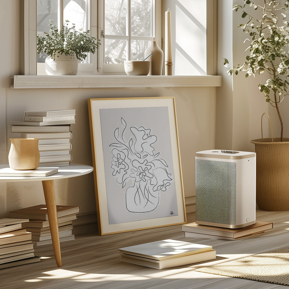 Flower Bouquet Grey Poster och Canvastavla