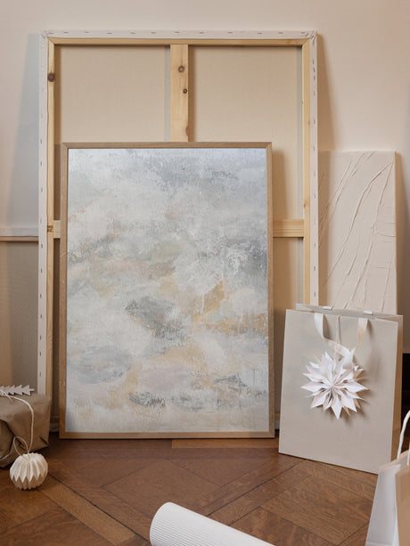 Coastal Misty Abstract Painting Poster och Canvastavla
