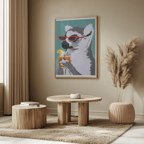 Jugdy Lemur with Drink Poster och Canvastavla