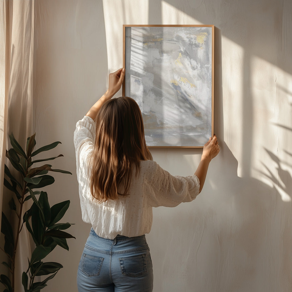 Gilded Momentum Abstract Poster och Canvastavla