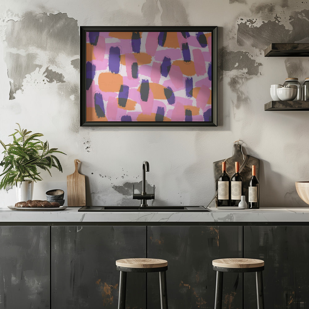 Layered Purple Strokes Pattern Poster och Canvastavla
