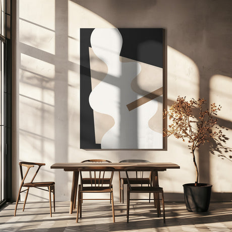 Beige Graphic Curves Art Poster och Canvastavla