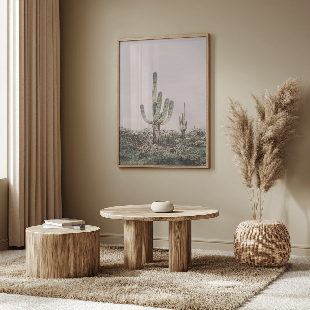 Pink Saguaro Poster och Canvastavla