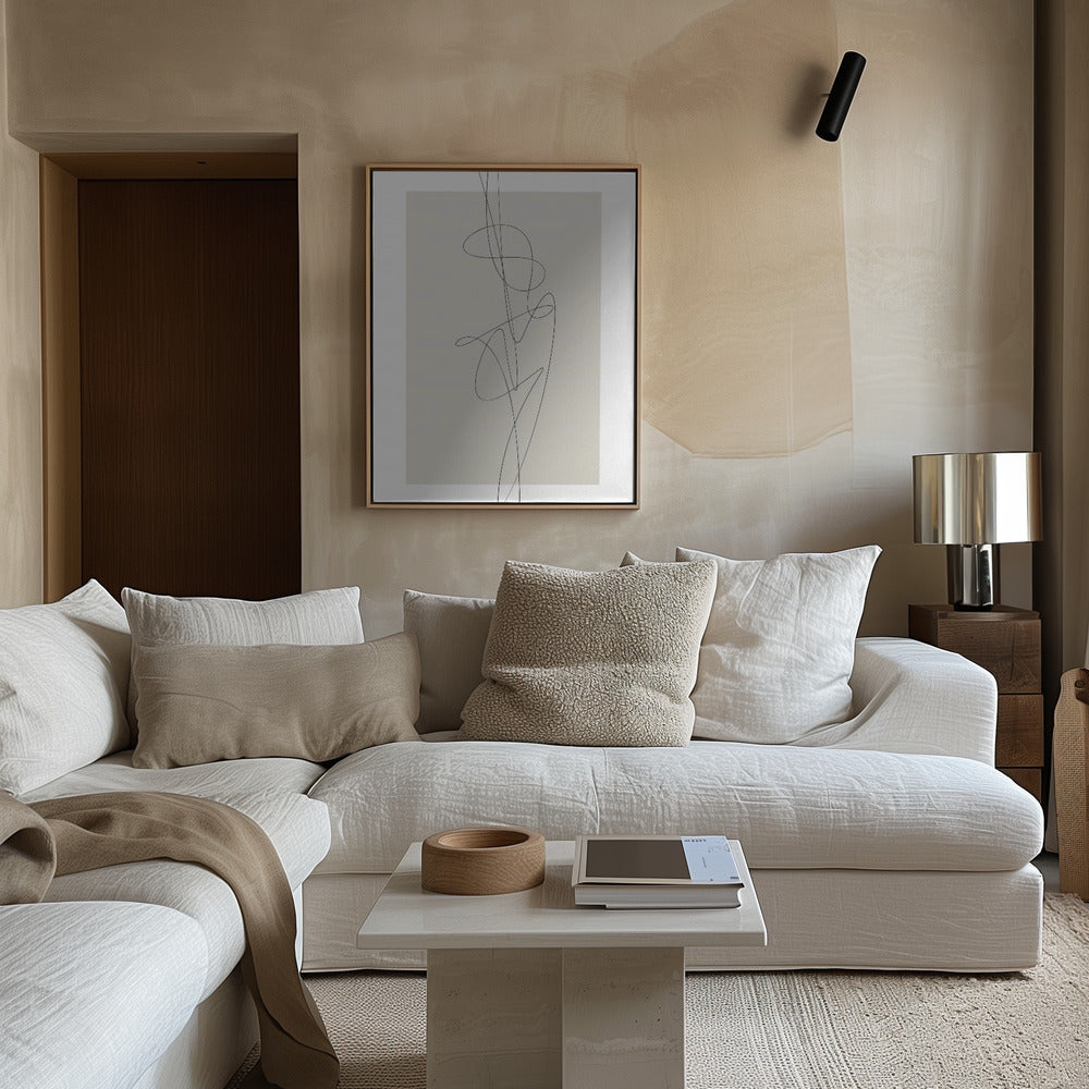 Beige Abstract Poster och Canvastavla