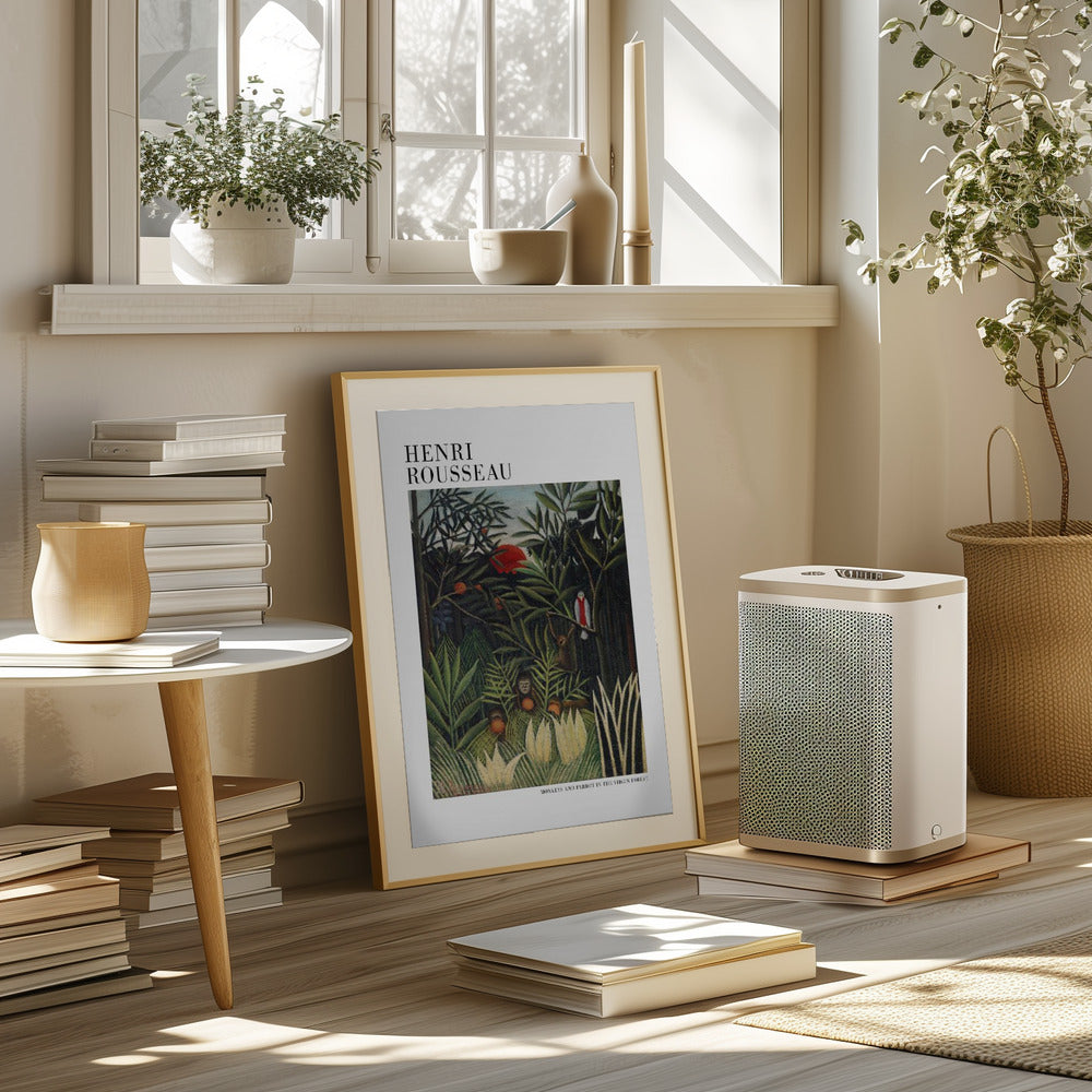 Monkeys And Parrot In The Virgin Forest Poster och Canvastavla