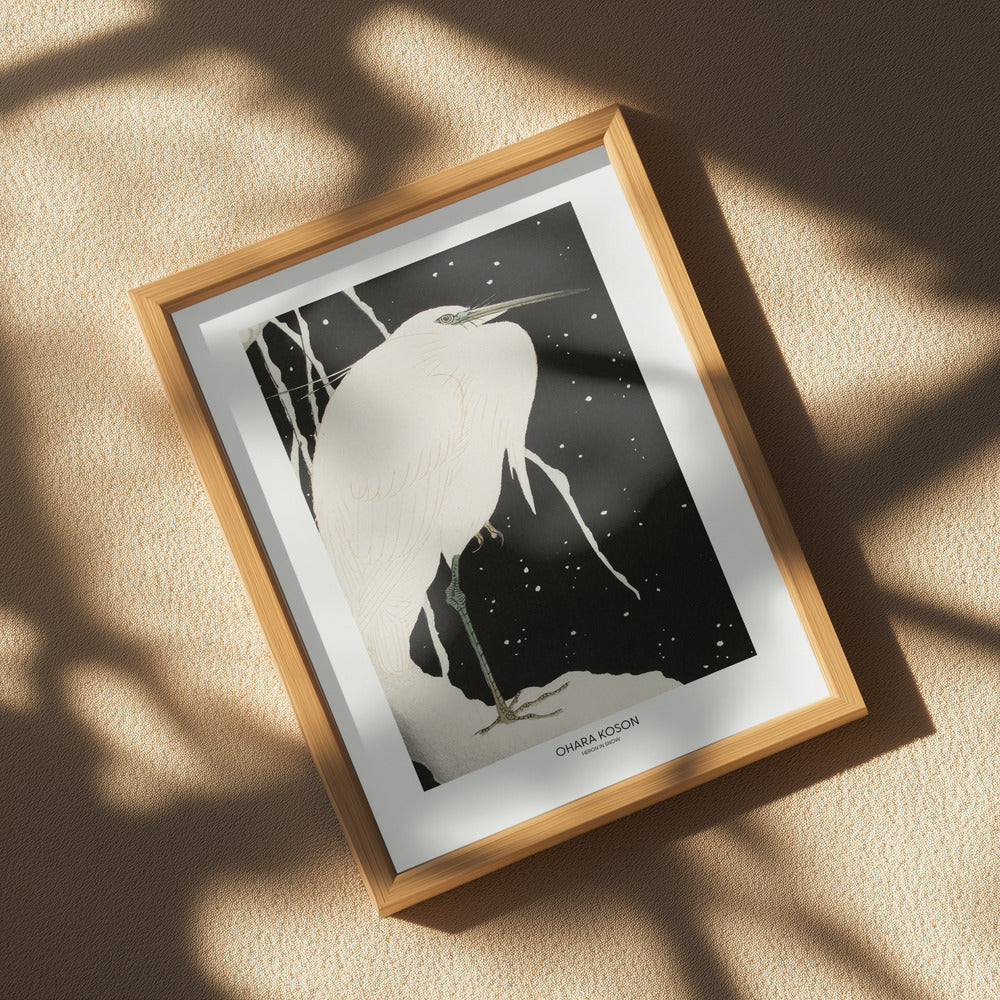 Heron In The Snow Poster och Canvastavla