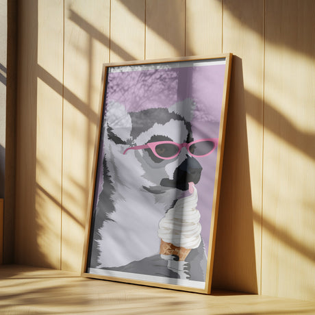 Jugdy Lemur with Icecream Poster och Canvastavla