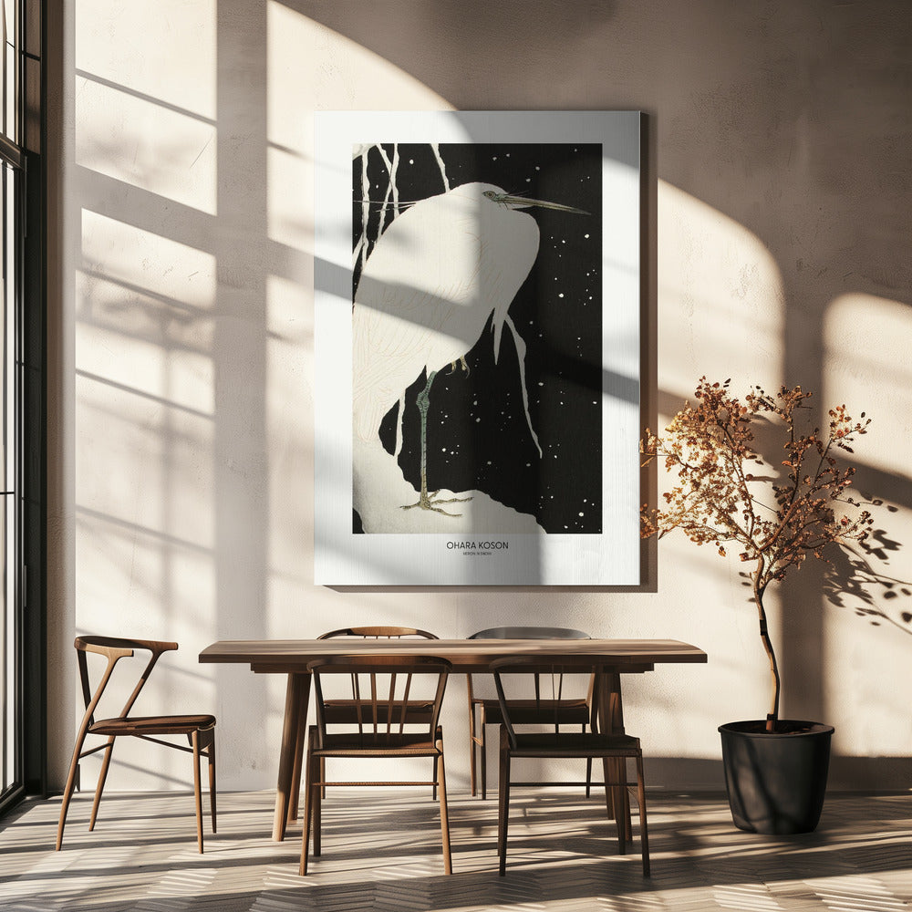 Heron In The Snow Poster och Canvastavla