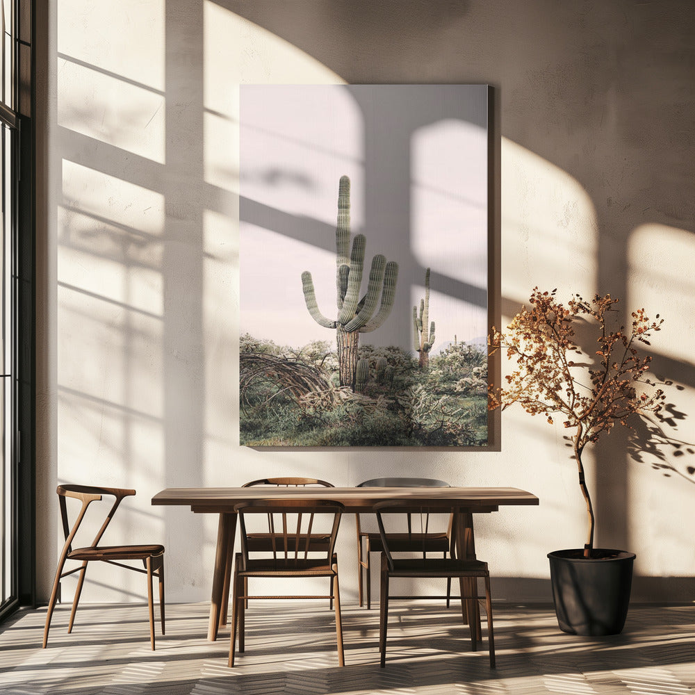 Pink Saguaro Poster och Canvastavla