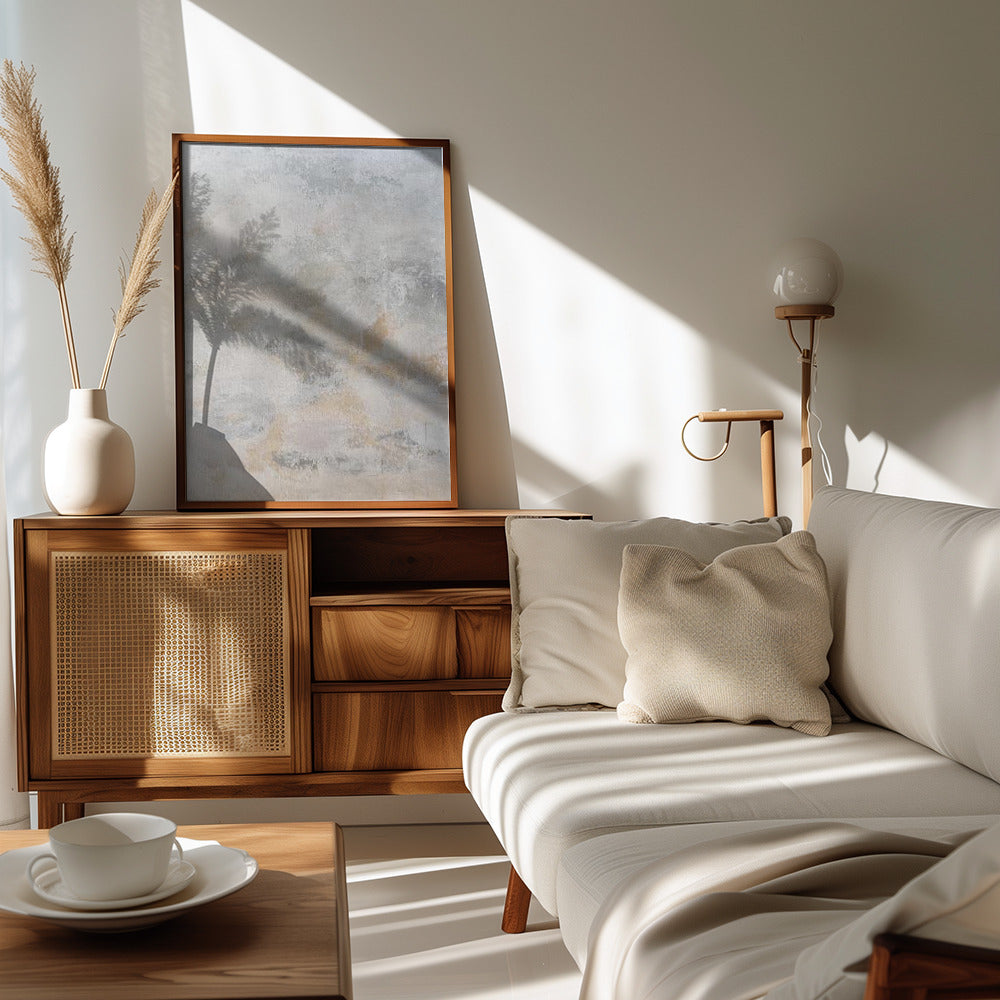 Coastal Misty Abstract Painting Poster och Canvastavla