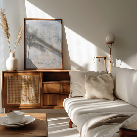 Coastal Misty Abstract Painting Poster och Canvastavla
