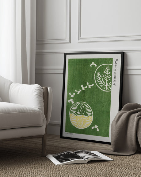 Woodblock Print Green Poster och Canvastavla