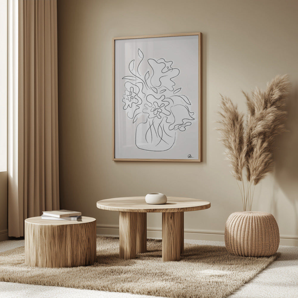 Flower Bouquet Grey Poster och Canvastavla
