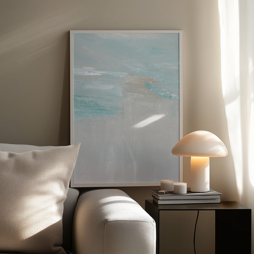 Modern Blue Horizon Abstract Painting Poster och Canvastavla