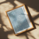 Woodblock Print Blue Poster och Canvastavla