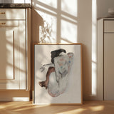 Crouching Nude In Shoes and Black Stockings 1912 Poster och Canvastavla