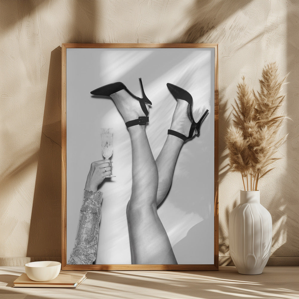 Champagne legs Black and White Poster och Canvastavla