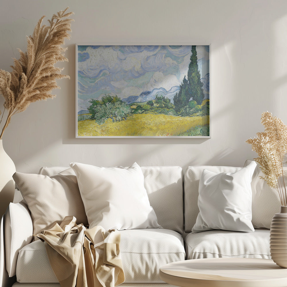Wheat Field With Cypresses Poster och Canvastavla