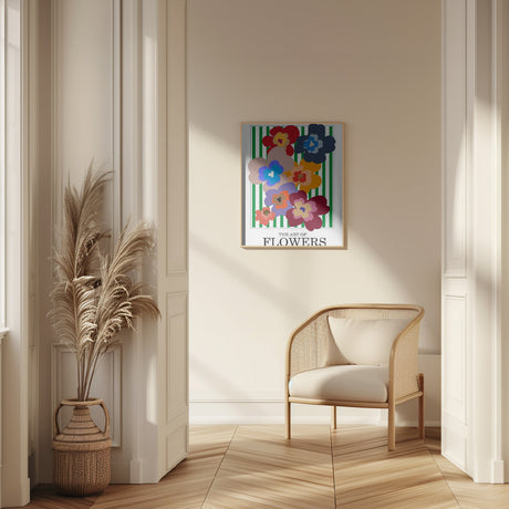 The Art Of Flowers Green Stripe Poster och Canvastavla
