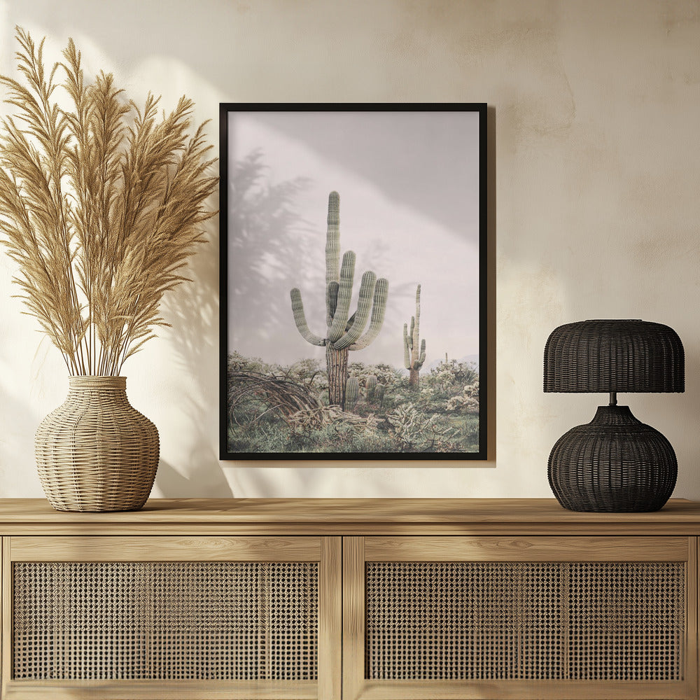 Pink Saguaro Poster och Canvastavla
