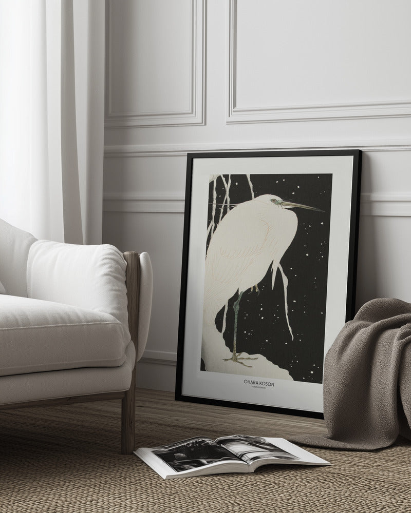 Heron In The Snow Poster och Canvastavla