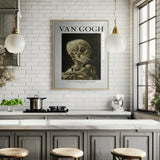 Head of a skeleton with a burning cigarette Poster och Canvastavla