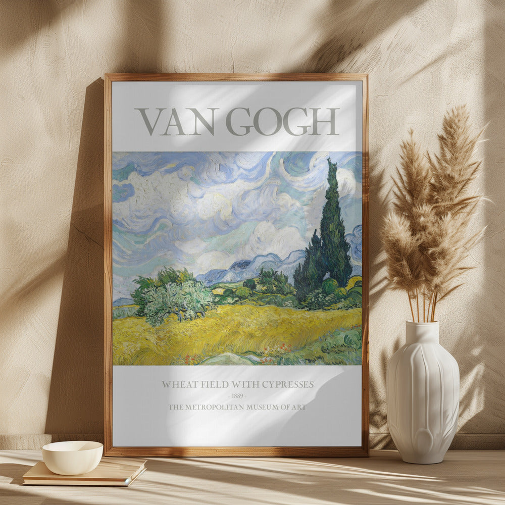 Wheat Field With Cypresses Poster och Canvastavla