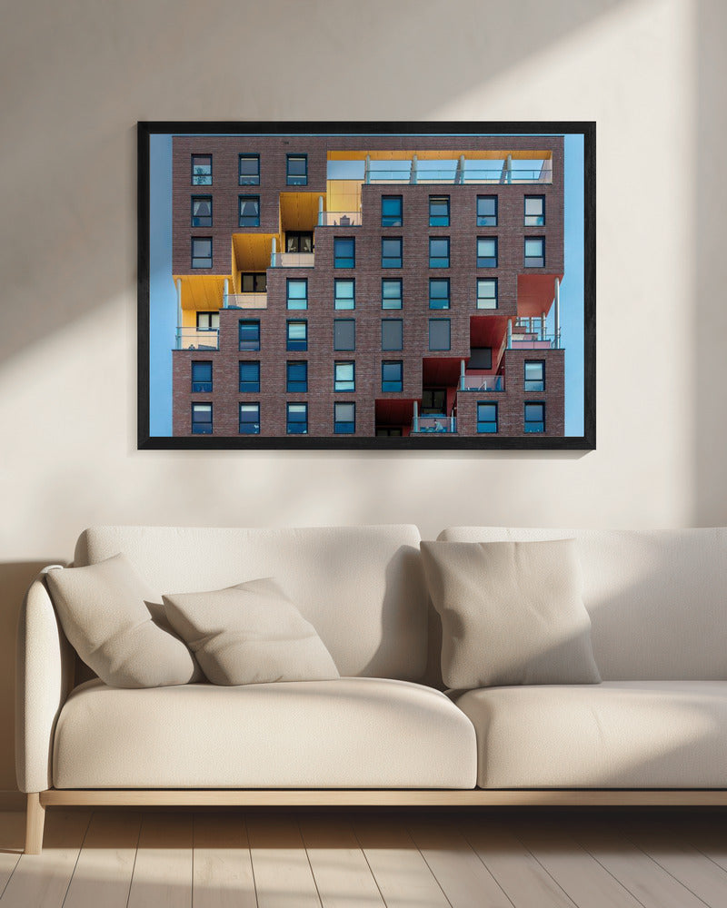 Yellow-red in wall Poster och Canvastavla