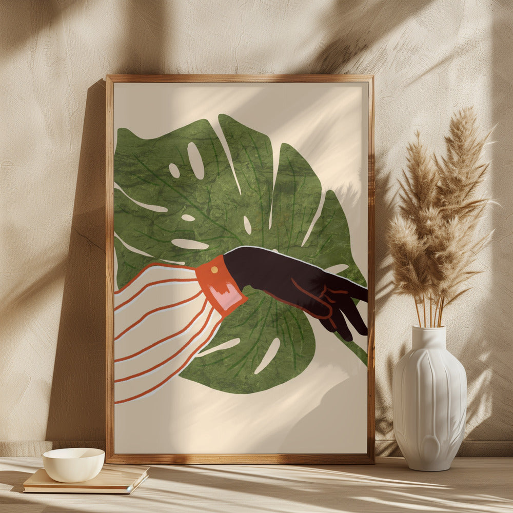 Green Canvas, Red Accent Poster och Canvastavla