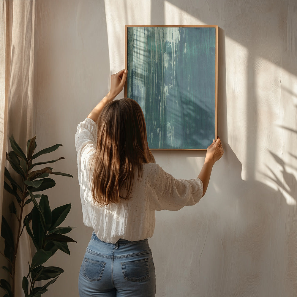 Dark teal scratched texture Transformative Teal Poster och Canvastavla