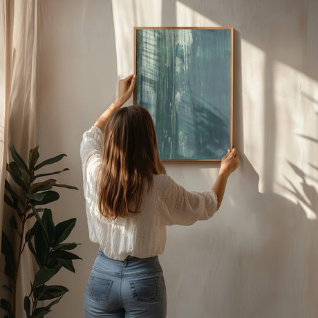 Dark teal scratched texture Transformative Teal Poster och Canvastavla