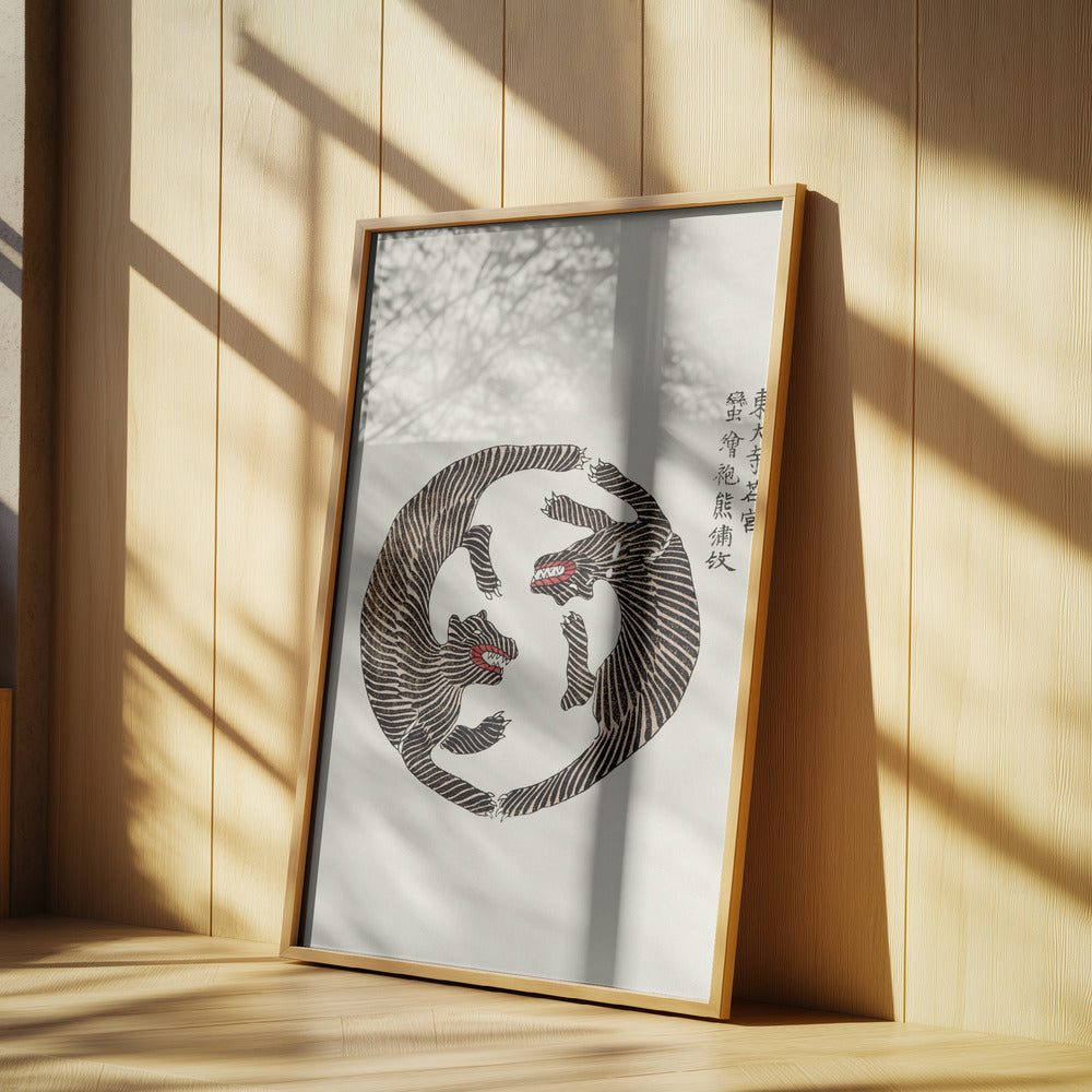 Woodblock Tigers From Yatsuo No Tsubaki Poster och Canvastavla