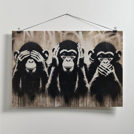 Three Wize Monkeys Poster och Canvastavla