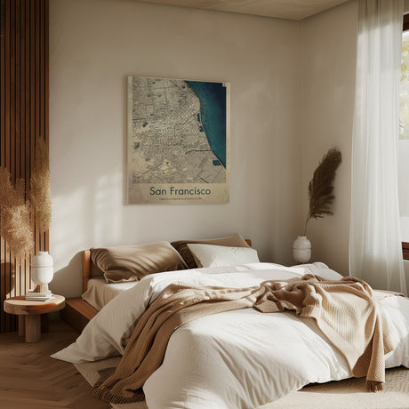 San Francisco retro map Poster och Canvastavla