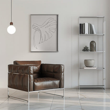 Monstera Bent Beige Poster och Canvastavla