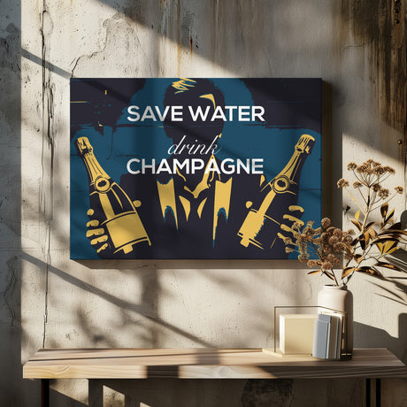 Save water - Drink champagne Poster och Canvastavla