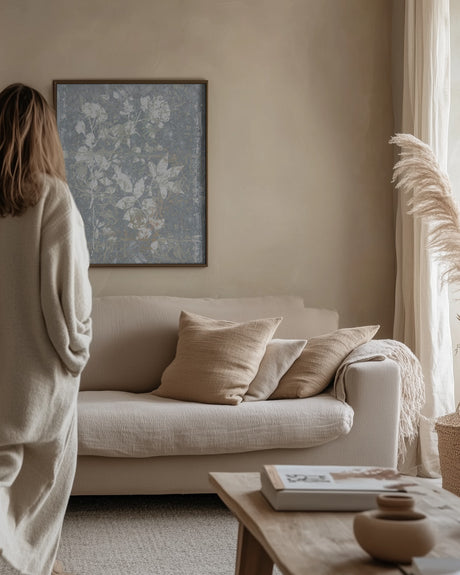 Botanical White Textured Floral 2 Poster och Canvastavla