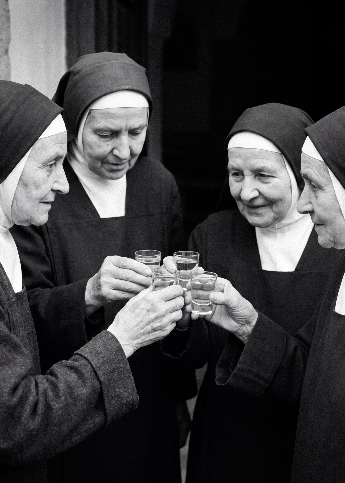 Joyful Nuns Toasting Poster