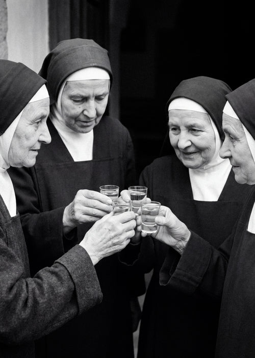 Joyful Nuns Toasting Poster