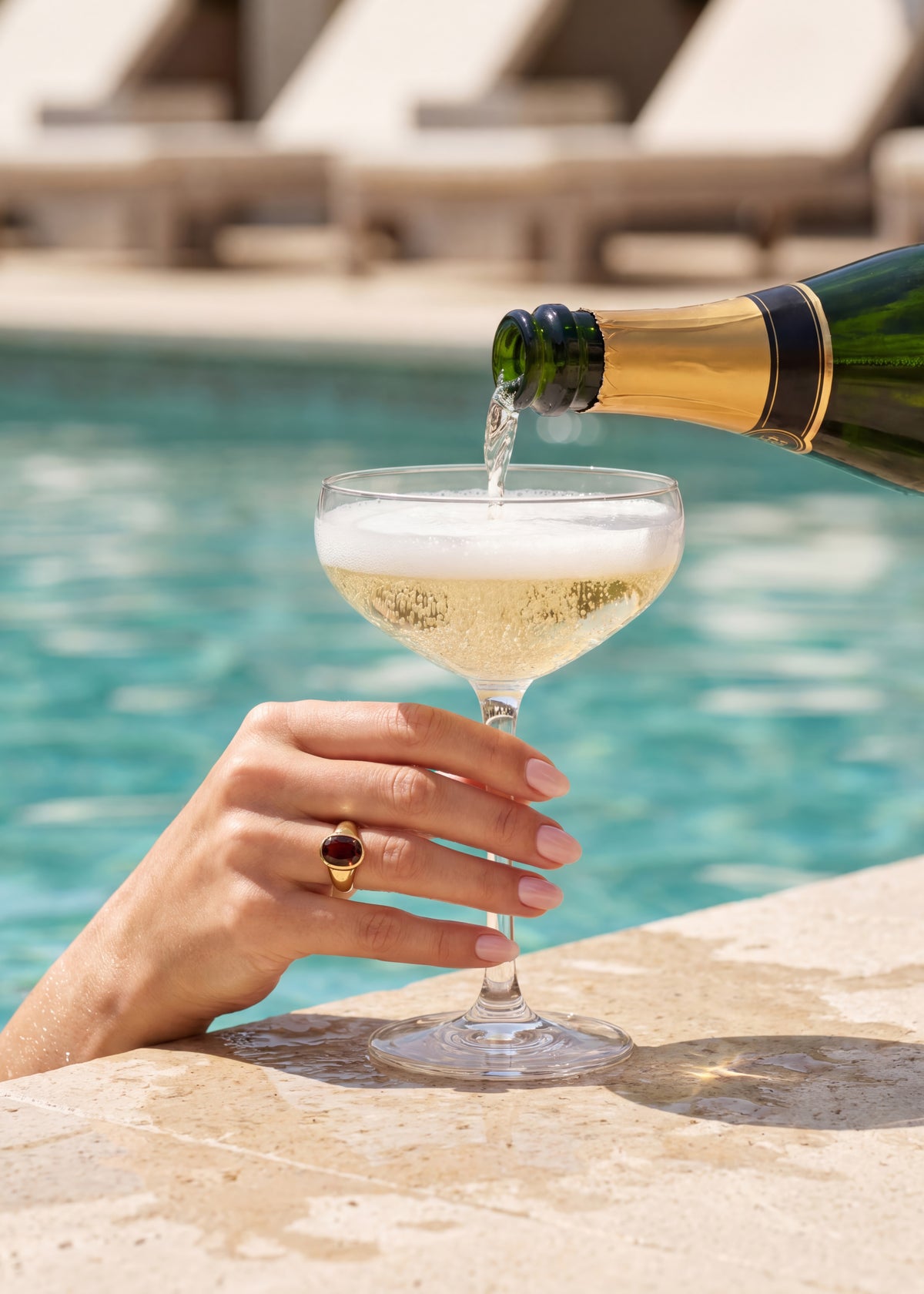 Luxury Poolside Champagne Poster