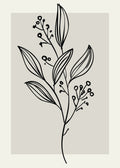Neutral Wall Floral Botanical Line Art Minimalist Modern Bedroom Livingfff444