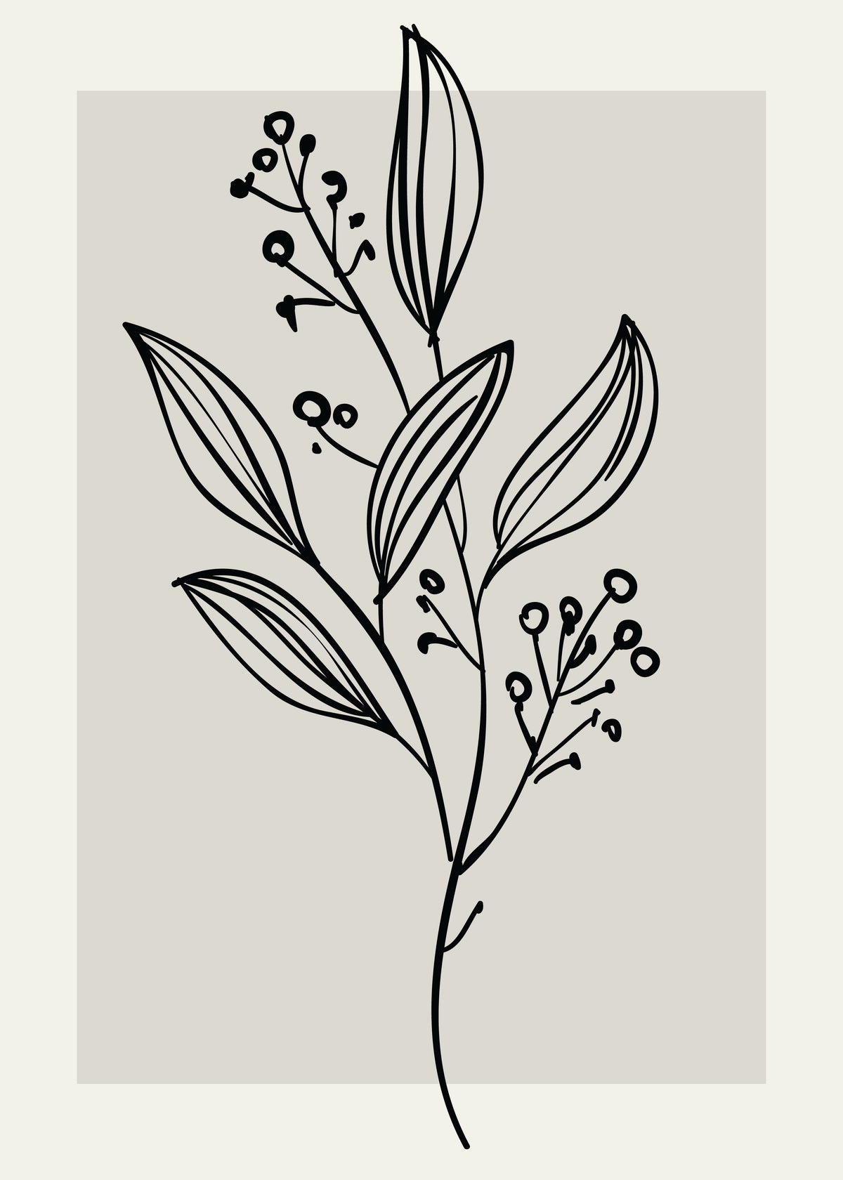 Neutral Wall Floral Botanical Line Art Minimalist Modern Bedroom Livingfff444