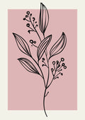 Neutral Wall Floral Botanical Line Art Minimalist Modern Bedroom Livingfff4444423
