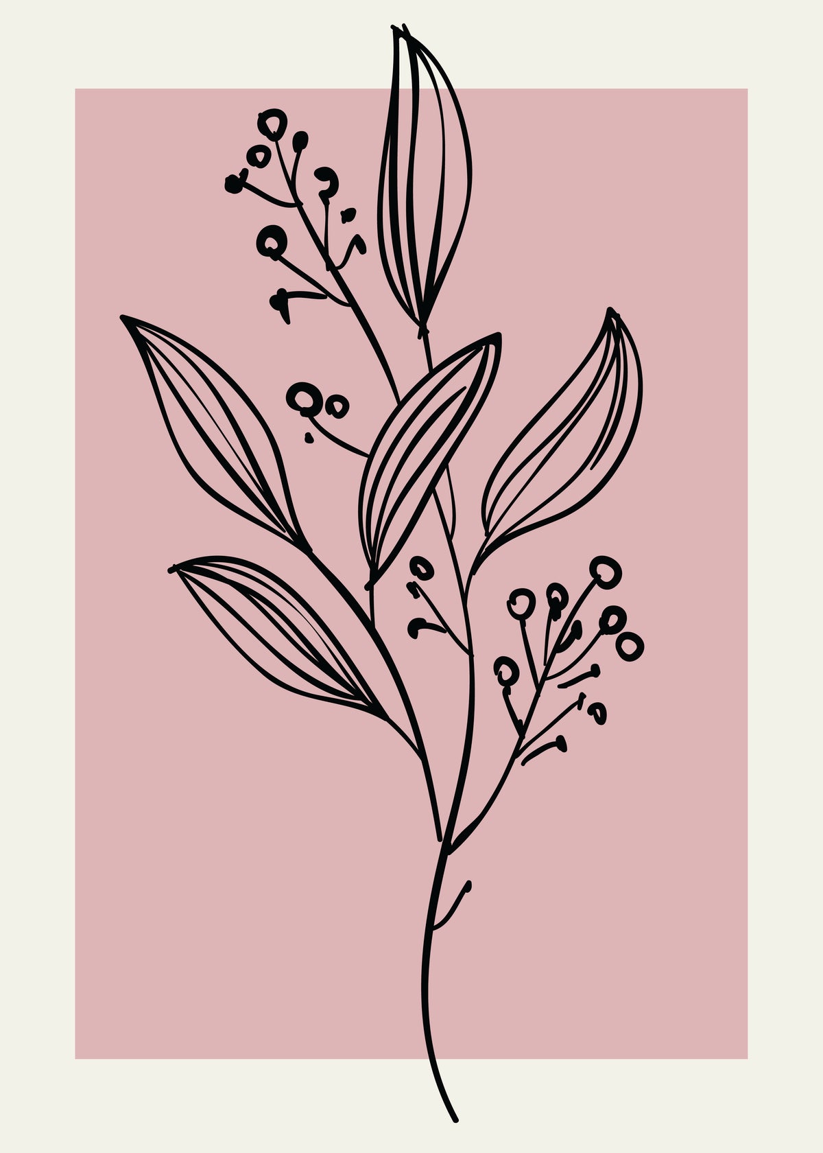 Neutral Wall Floral Botanical Line Art Minimalist Modern Bedroom Livingfff4444423