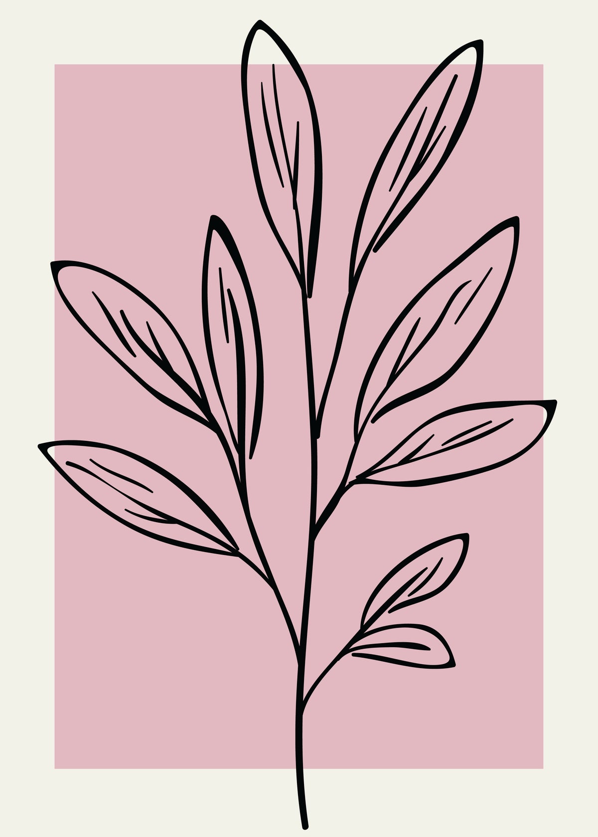 Neutral Wall Floral Botanical Line Art Minimalist Modern Bedroom Livingfff F5555 Pink