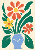 Orange Flowers in Blue Vase