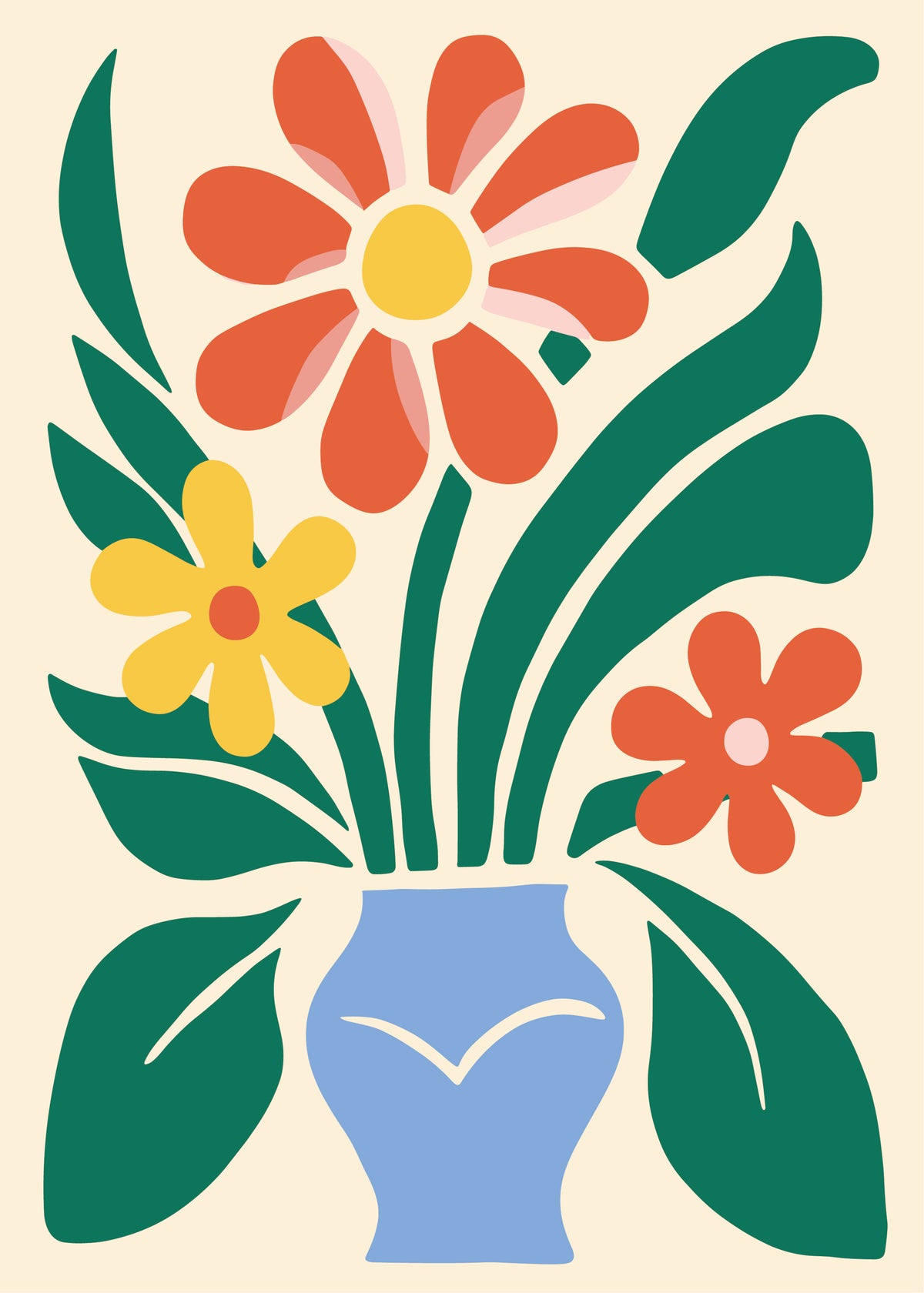 Orange Flowers in Blue Vase